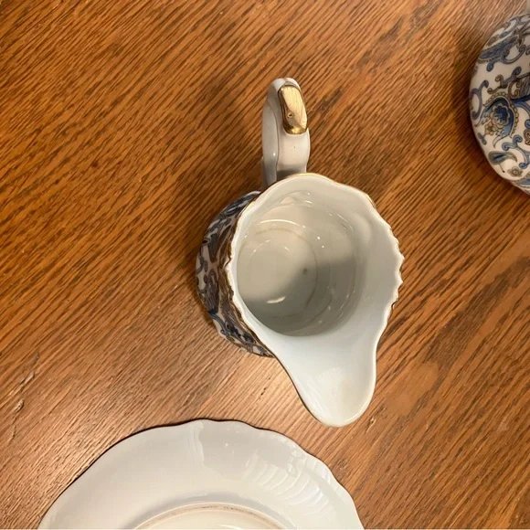 Vintage MCM Lefton 5pc Blue Paisley Design w/Gold Trim Bone China Tea Set - Picture 8 of 16